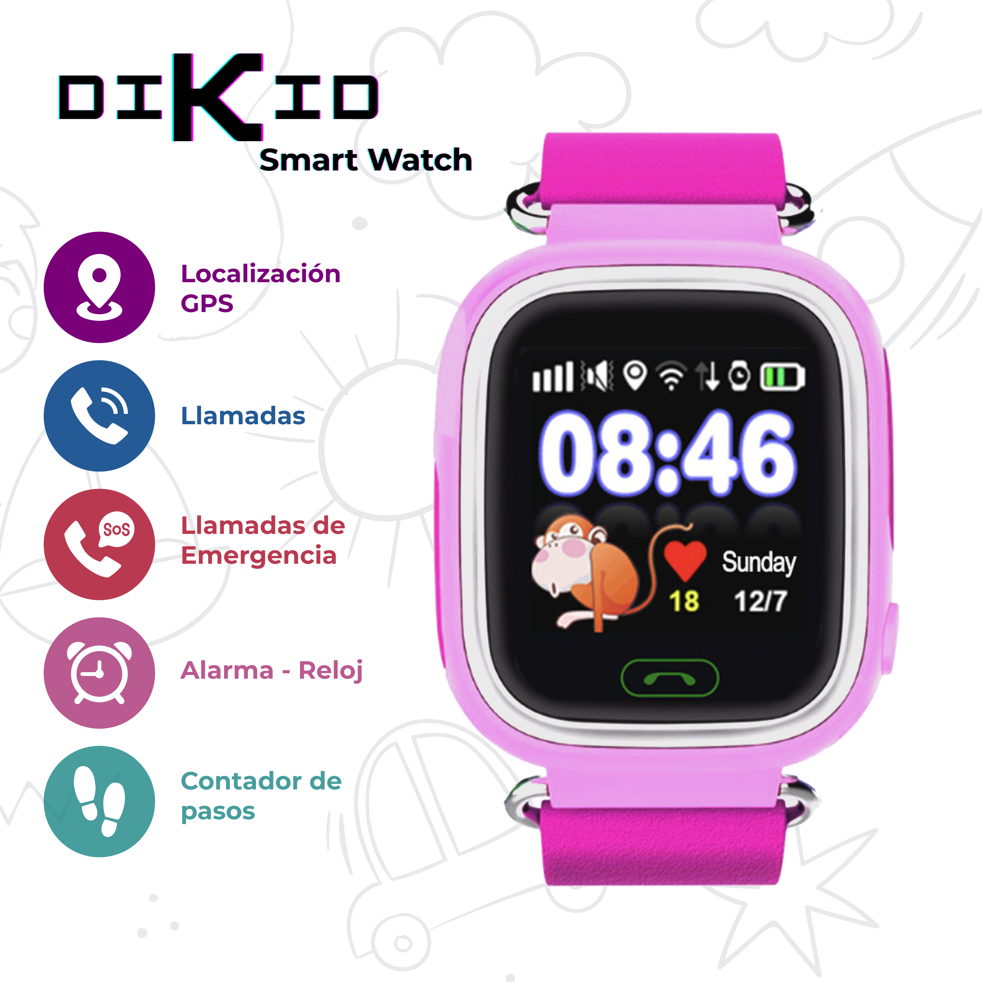 Reloj inteligente niños de 3 años. Localizador GPS , WIFI y SOS. Acerca y conecta con amigos para chatear desde el smartwatch. DIKID - mazy